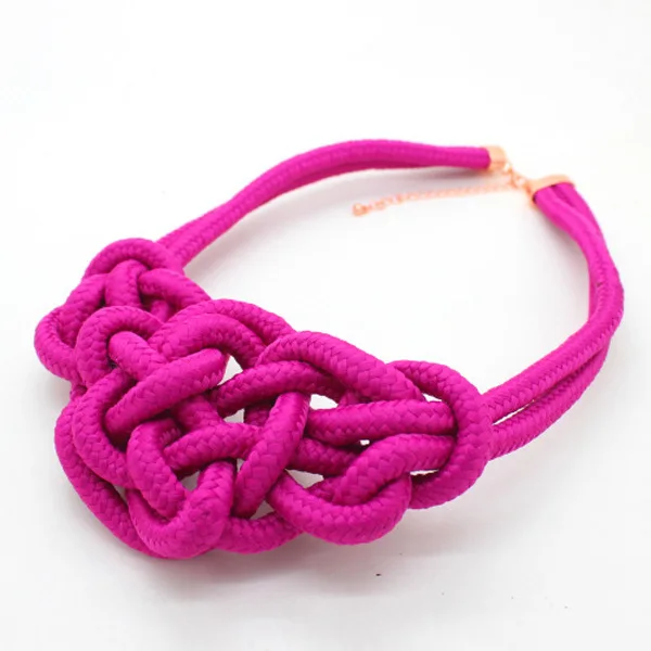 

Europe And America Fashion Punk Metal Fluorescence Color Thick Thread Hand-woven Elegant Short Necklace
