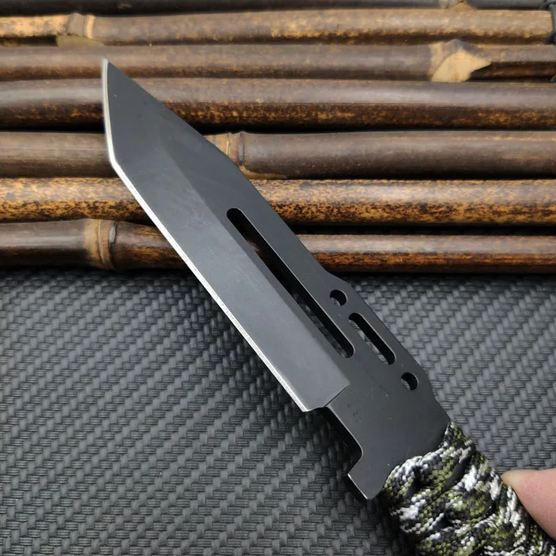 Real CS GO Paracord Knife Counter Strike Tactical Straight Cutter Survival  Hunting Knives Camping With Leather Sheath