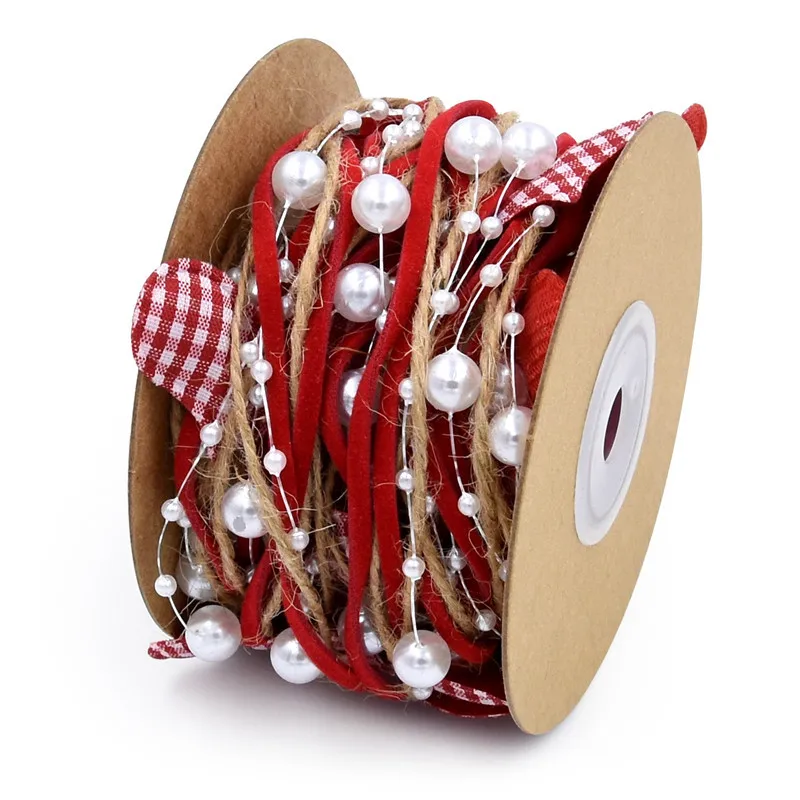 

5m/lot Handmade Love Bead Chain Ribbon Gift Packaging Handmade DIY Decorative Heart Valentine's Day Bouquet Ribbons