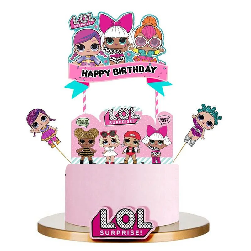 

24pcs LOL surprise dolls cake card fruit plug-in children birthday party supplies Plugin lol surprise birthday toys set 10CM
