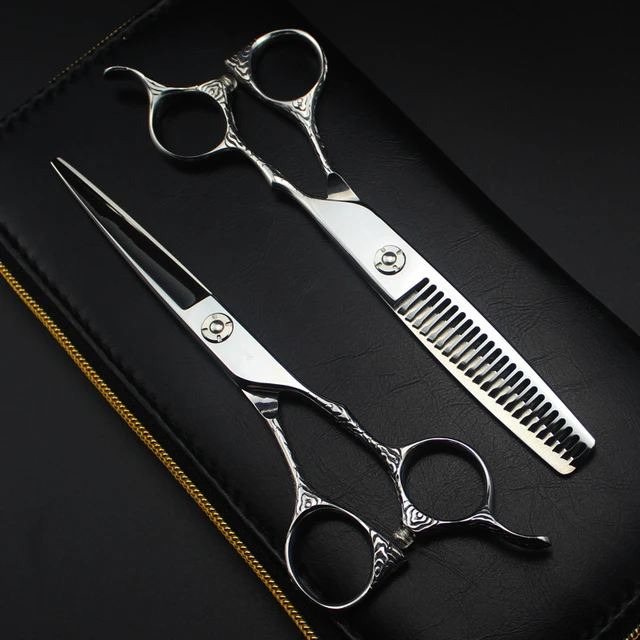 professional Japan steel 6 '' flower cut hair scissors haircut scissor  thinning barber hair cutting shears hairdresser scissors - AliExpress