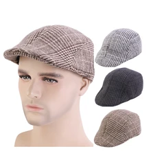 Béret à carreaux pour hommes, casquette en laine, Style occidental, polyvalent, classique, Vintage, à rayures, en bec de canard 