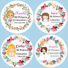 100PCS, communion baptism for girls, my first communion sticker label, custom add your name and date, custom sticker baby shower