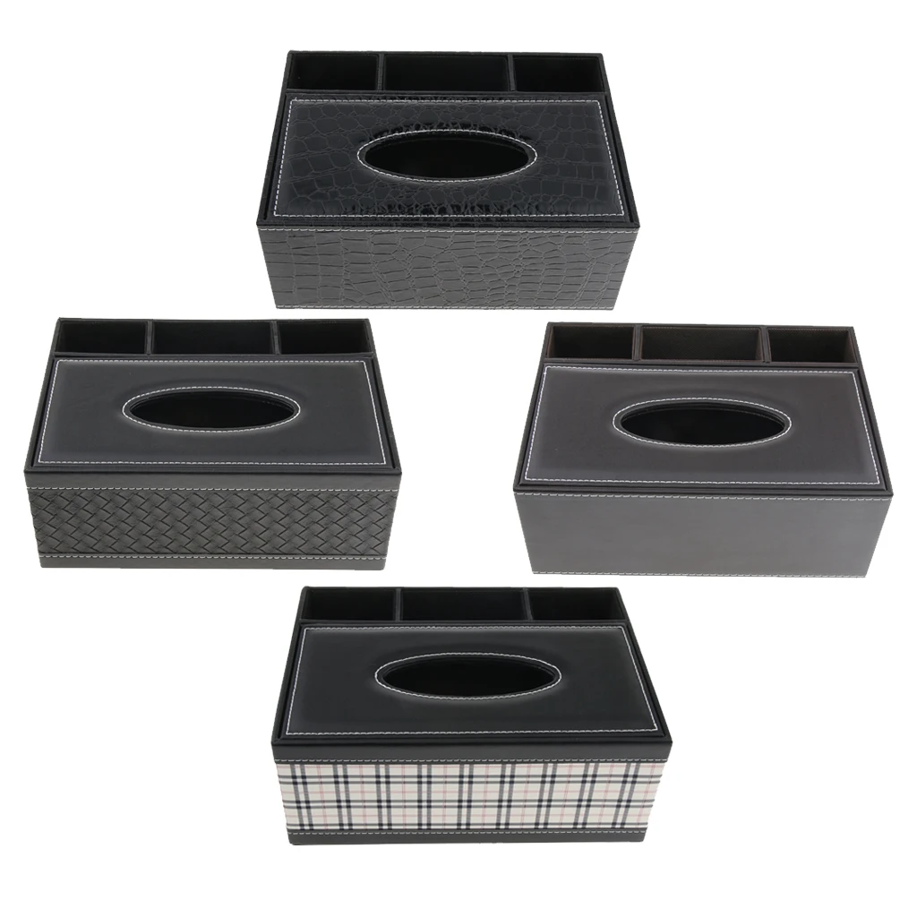 PU Leather Tissue Box Paper Home Car Phone Holder Dispenser Organizer for Home Living Room R=Tabletop Decor Car Office Use