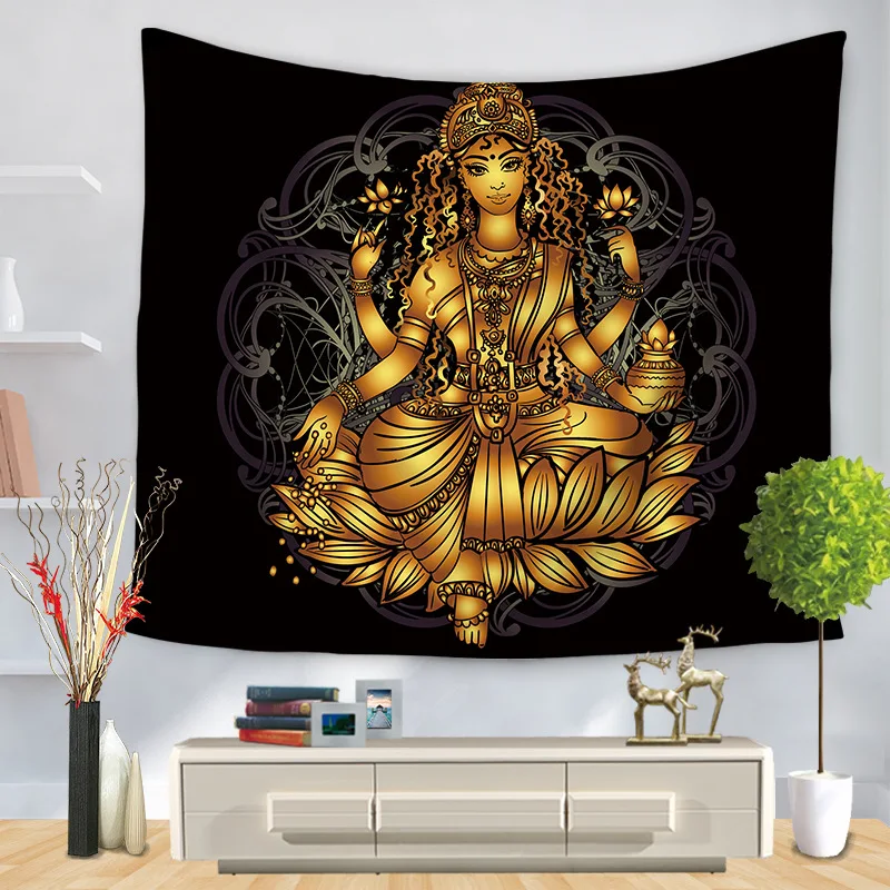 Индийский Будда статуя гобелен настенный гобелен из ткани психоделический Коврик для йоги украшения дома - Цвет: 1