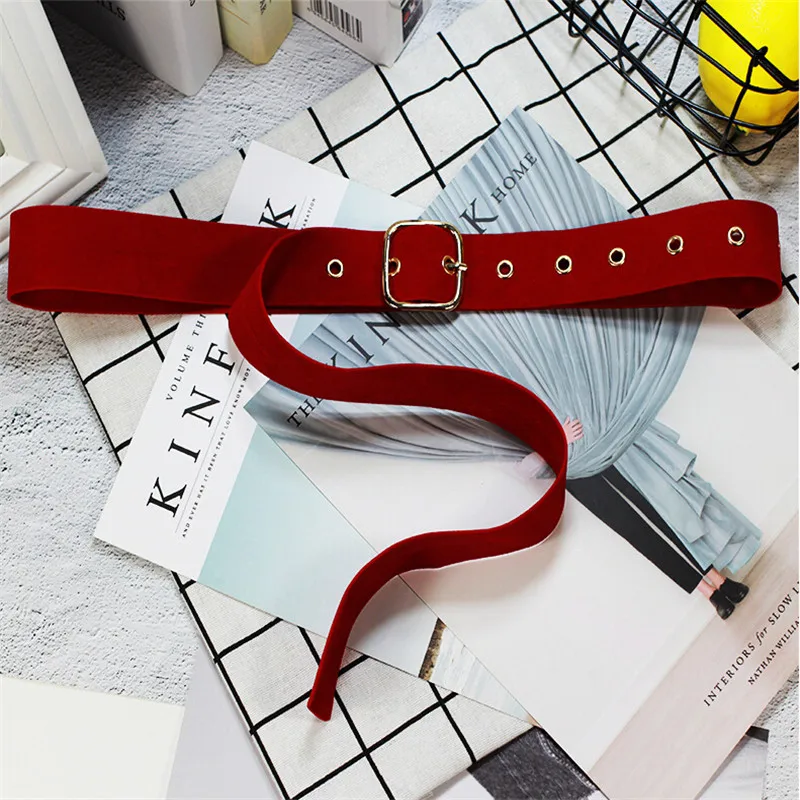 

Retro Long Velvet Belt Cloth Dress Belts Female Knot Black Waistband Square Heart Round Buckle Decorate Coat Sweater Belt Waist