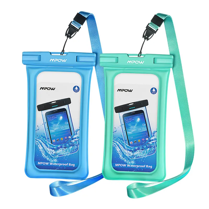 2 шт. Mpow IPX8 водонепроницаемый чехол универсальный для iPhone Xs Max смартфонов до tp 6,5 дюймов плавучий чехол для телефона сумка черный/белый/розовый - Цвет: Blue and Green