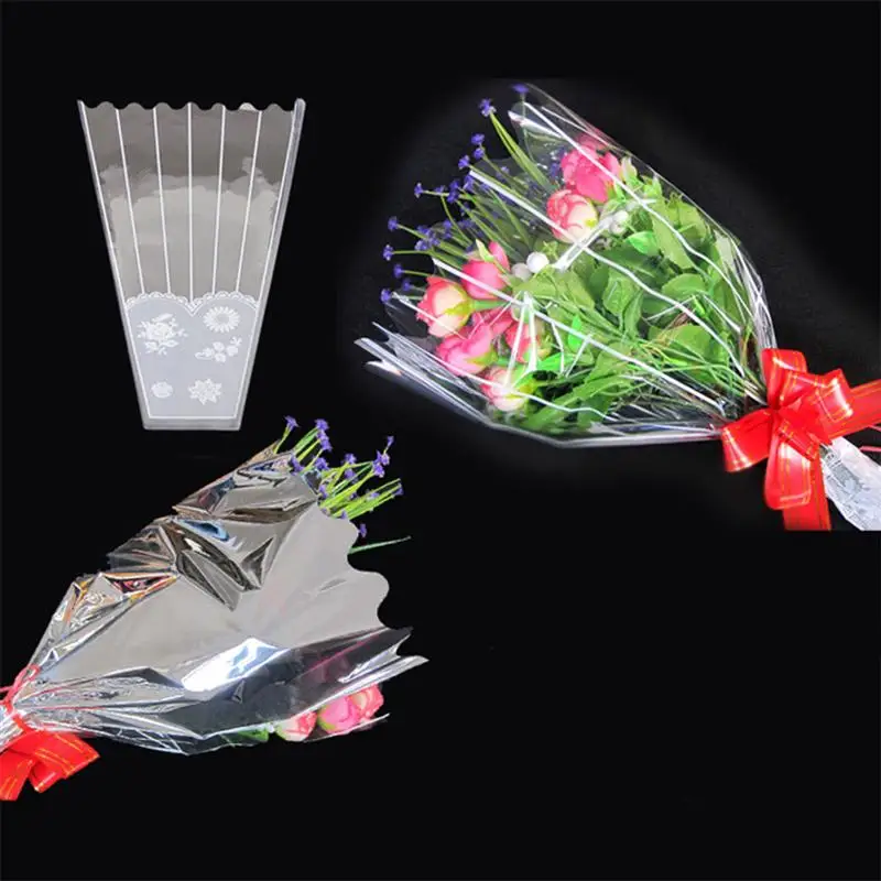 20Pcs Bouquet Bags Plastic Flower Wrapping Rose Packaging OPP Bags For  Mother's Day Graduation Wedding Birthday Valentine's Day - AliExpress