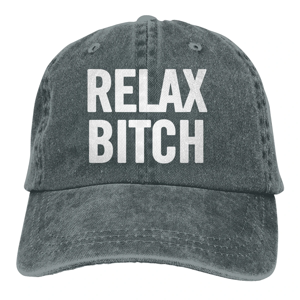 Relax Bitch Casquette Deep Heather Unisex Mens Womens Denim Strapback Baseball Cap Adjustable Golf Dad hat