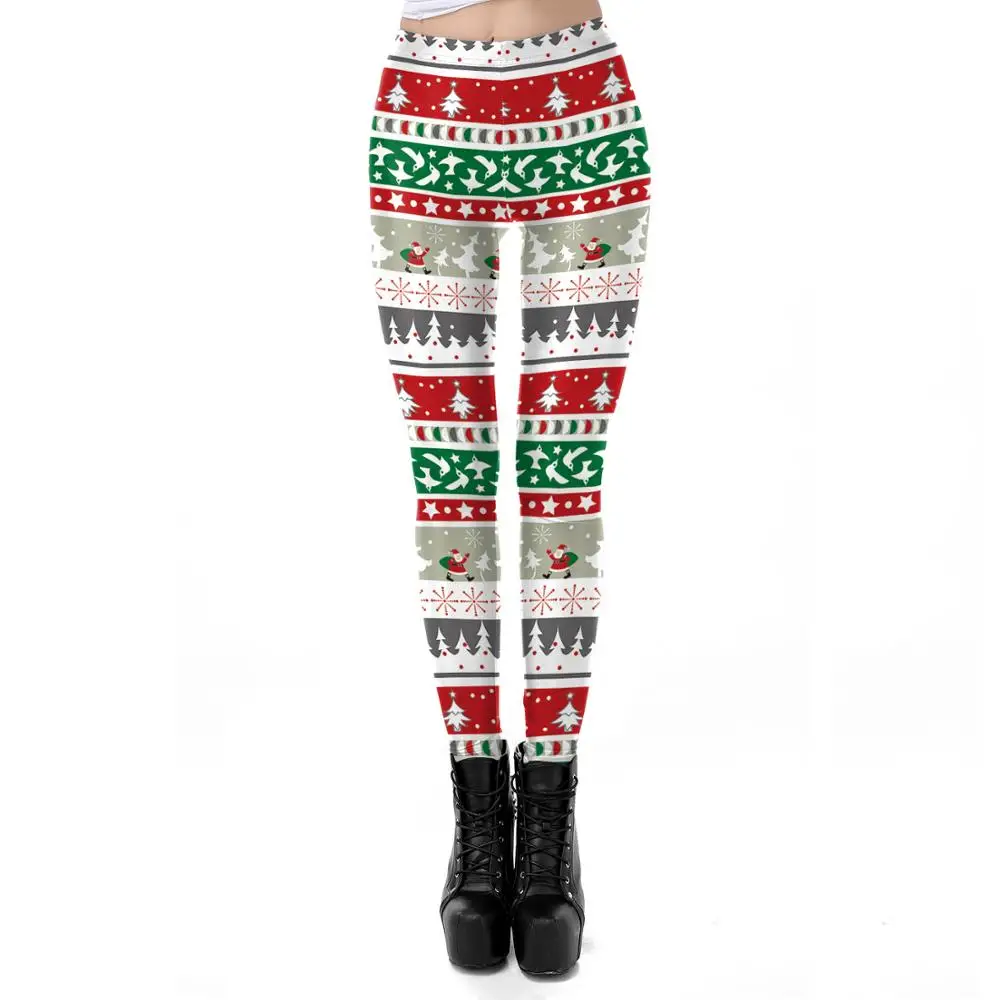 Модные рождественские леггинсы с 3D цифровой печатью, забавные сексуальные эластичные рождественские обтягивающие леггинсы, штаны с рождественским принтом