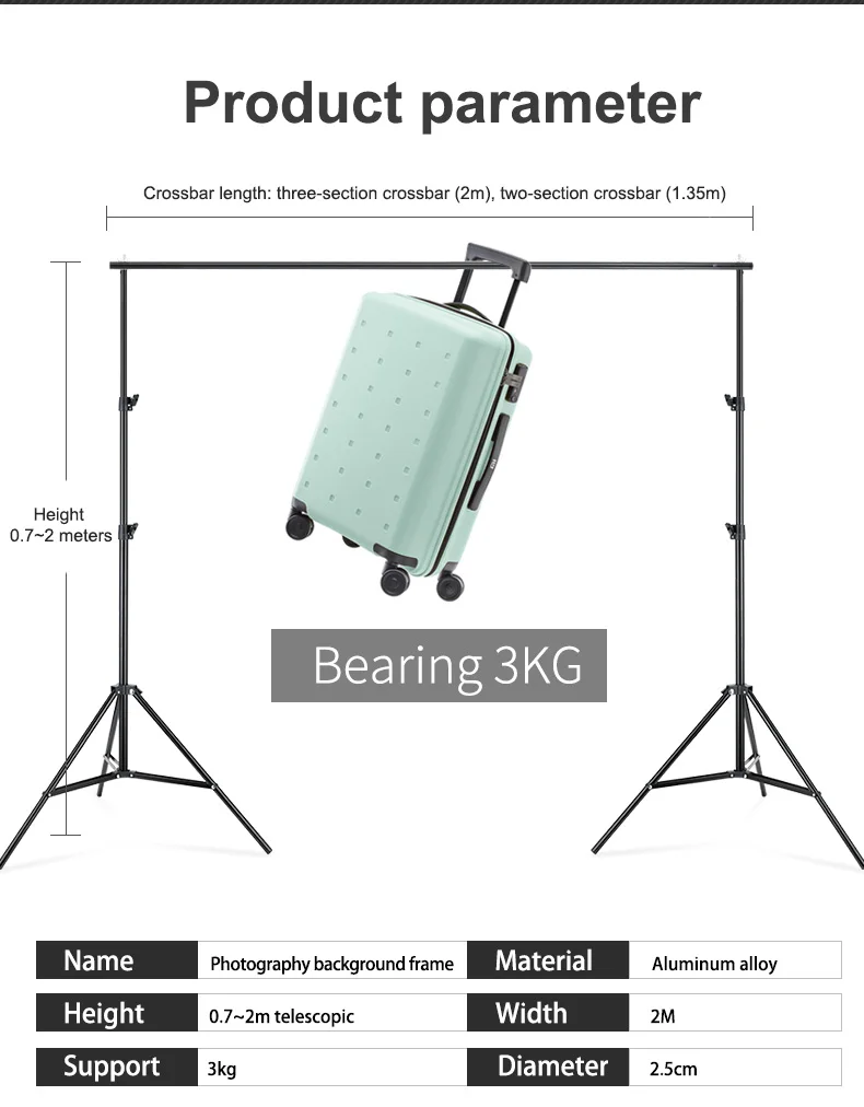 Tripod 2M Photography Background Backdrop Stand Support Picture Canvas Frame For