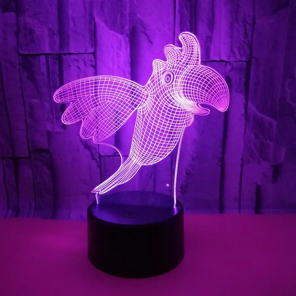 Настольная 3d-лампа Bird Night с пультом дистанционного управления семь цветов