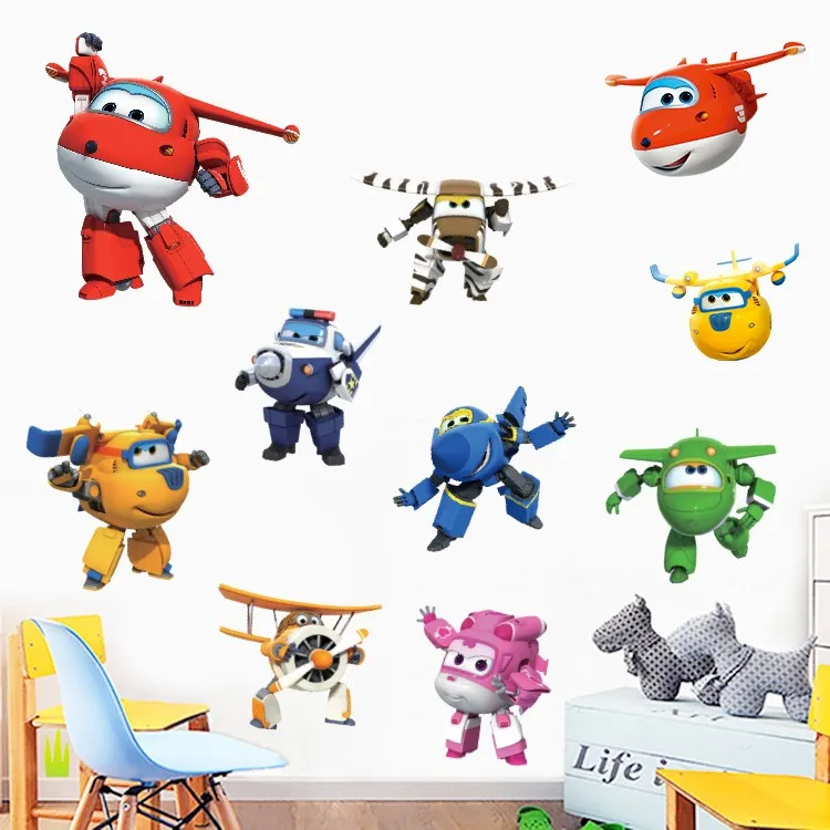 

Hot Cartoon Super Wings Wall Sticker Children Room Nursery Decoration Decoration DIY Adhesive Mural Vinyl Removable Wallpaper