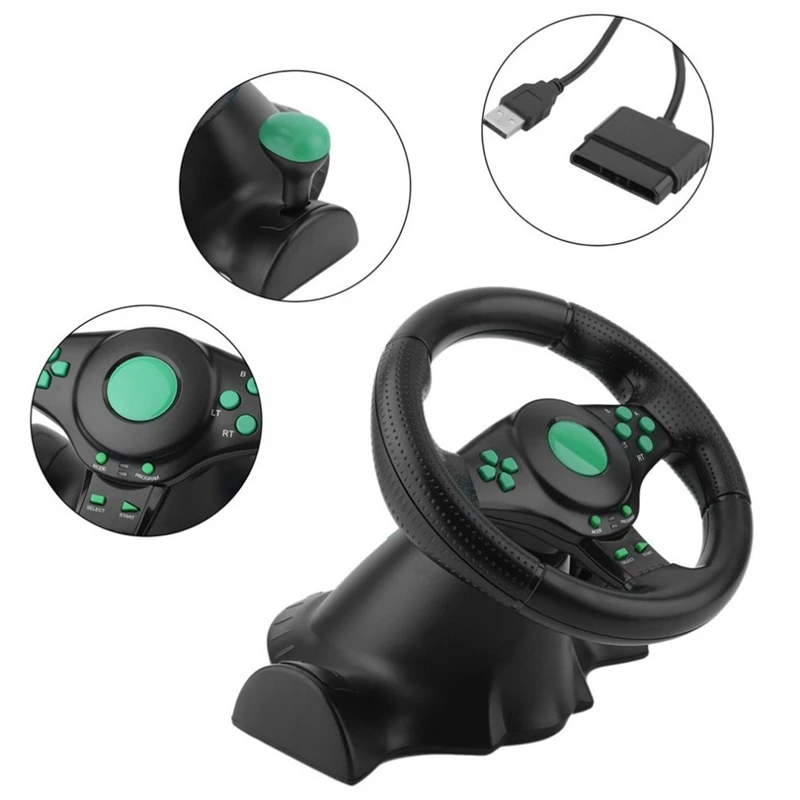 Racing Game Steering Wheel For Xbox 360 Ps2 For Ps3 Computer Usb Car Steering-Wheel 180 Degree Rotation Vibration With Pedals