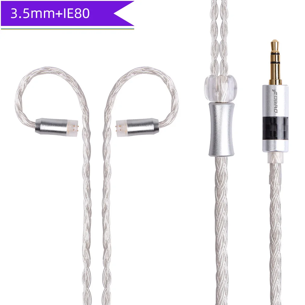 white 3.5mm IE80 FDBRO 16 ядер 2,5/3,5/4,4 мм с серебряным покрытием наушников обновления аудио провода наушники MMCX IE80 IM 2Pin 0,78 мм A2DC кабель SE425 SE535 - Цвет: white 3.5mm IE80