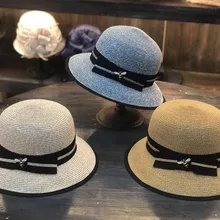 01912-HQ-SW318011 японский дизайн, ручная работа, красивая трава, пчела, бант, можно сложить, Женская пляжная, праздничная Кепка, женская шапка для отдыха