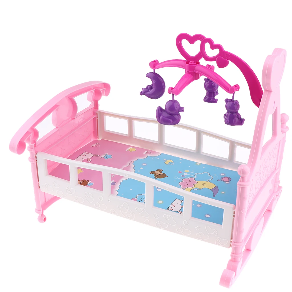 Dolls House Bed Colorful Baby Doll Cribs Cradle Toy for Mel-chan Baby Dolls