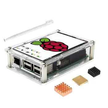 

Screen For Raspberry 3.5" Touch Screen LCD Display Monitor with Transparent Protection Case heatsink For Raspberry Pi3 2 Model B