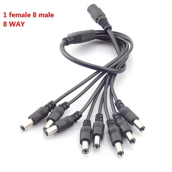 

1pc 12V DC Power Supply Adapter 1 Female to 8 Male Splitter power Cable connector wire Plug for CCTV Camera strip light J17