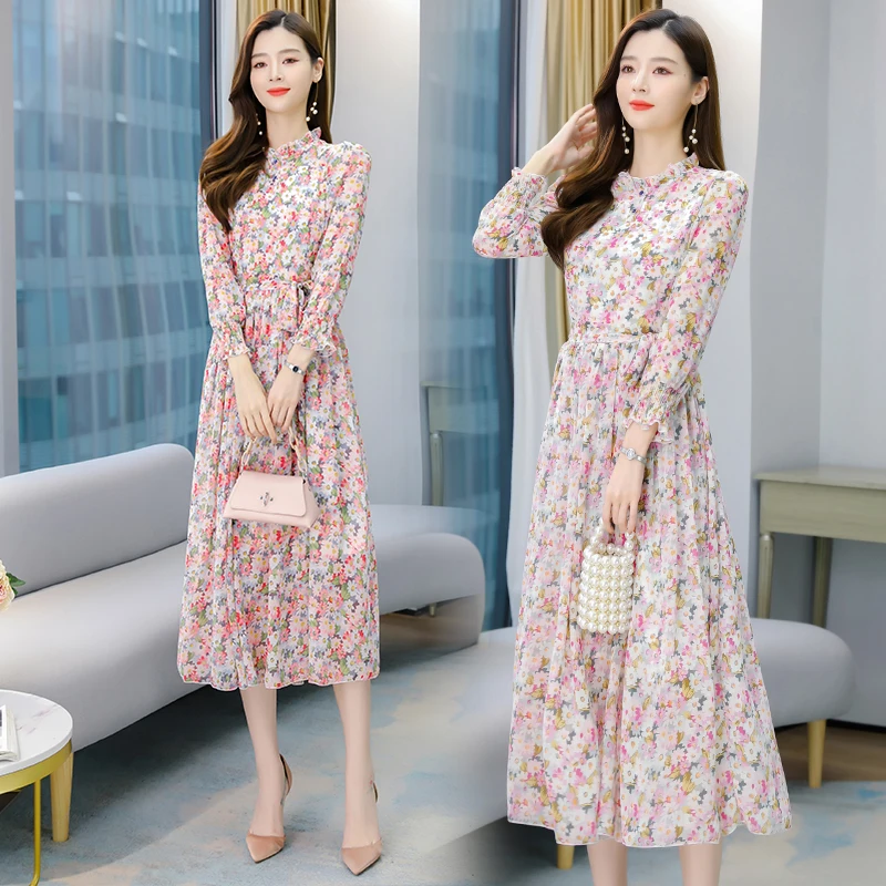 New Spring Autumn French Dress Forest Daisy Floral Holiday Chiffon Dresses Womens Prairie Chic Clothing Real Shot | Женская одежда