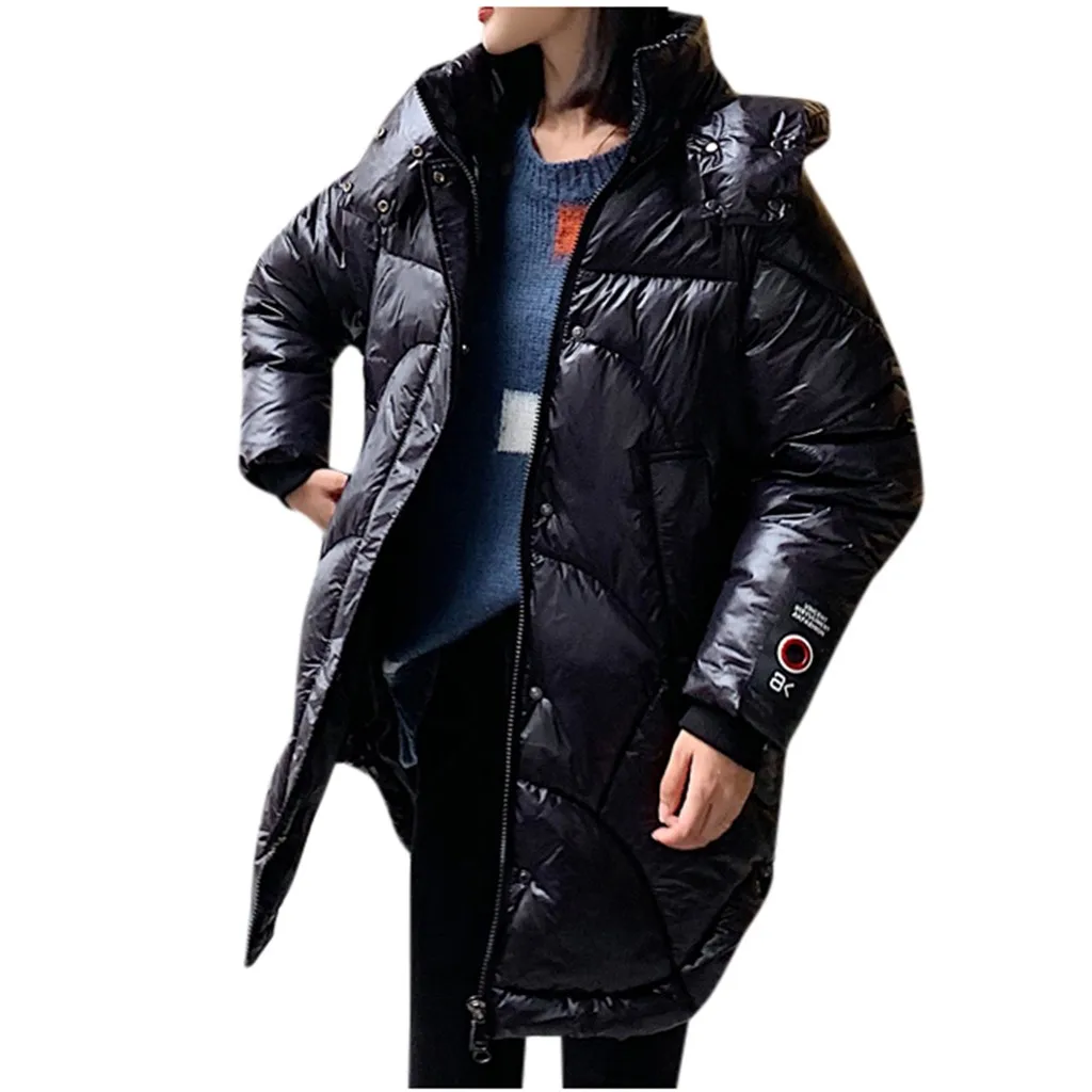 Женское пальто с капюшоном, длинное пальто, парка, большие цвета, куртки средней длины, женские зимние толстые куртки, женские зимние куртки,#92241 - Цвет: Black