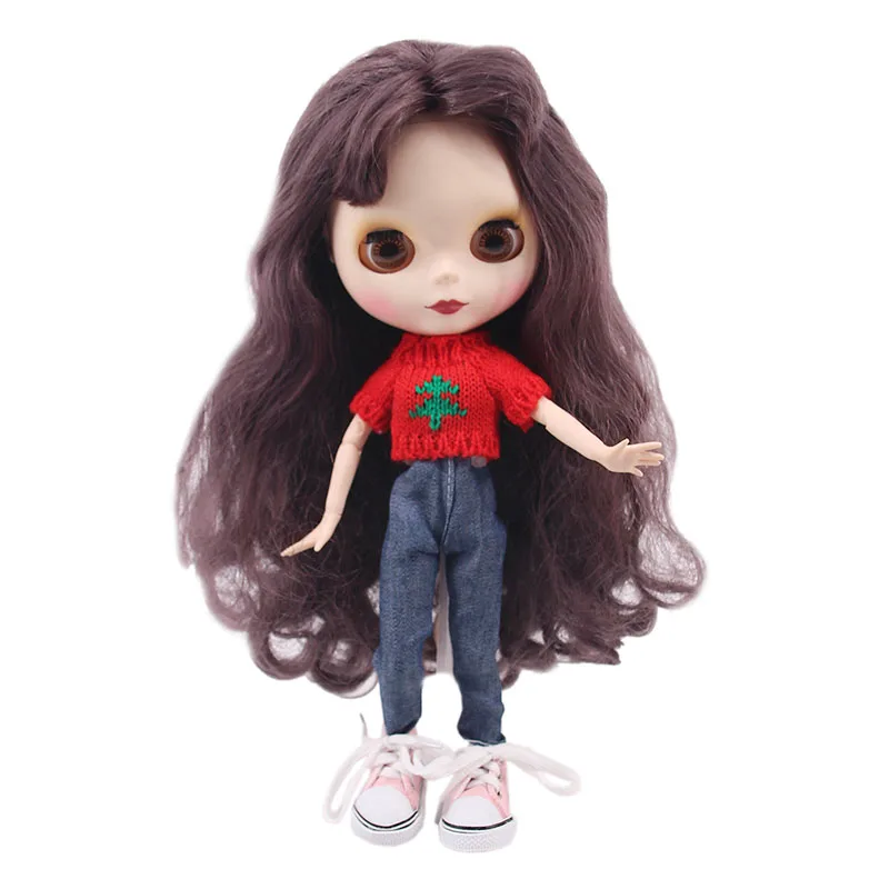 Blyth куклы-Барби Одежда для 15 видов стилей = свитер+ джинсы для BJD 30 см 1/6 Blyth Куклы Игрушки для девочек, поколение Рождественский подарок