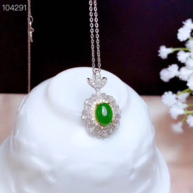 

Xin Yipeng S925 Стерлинговое серебро позолоченный инкрустированный настоящий натуральный яшма кулон ожерелье прекрасный подарок на день рождения для женщин 7*9 мм