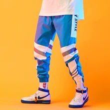 Хип-хоп мужские брюки для девочек с принтом, в стиле пэчворк, мужские брюки Эластичный Талия Черный Синий M-4XL Pantalones Hombres