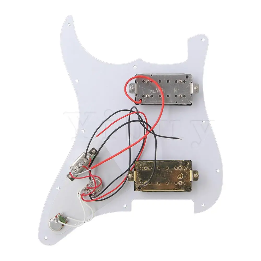 Yibuy белая Проводная пластина с 11 отверстиями HH humbucks для электрогитары|pickguard hh|loaded