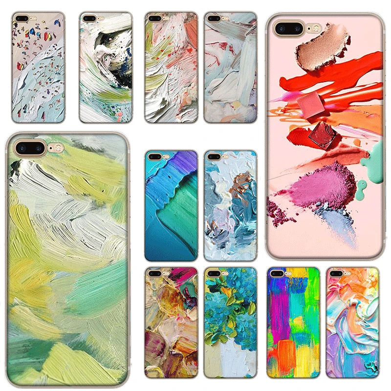 Mobile Phone Case for iPhone 11 Pro XR X XS Max 6 6S 7 8 Plus Cover 5 5S SE Paint Strokes Aesthetic Shell |