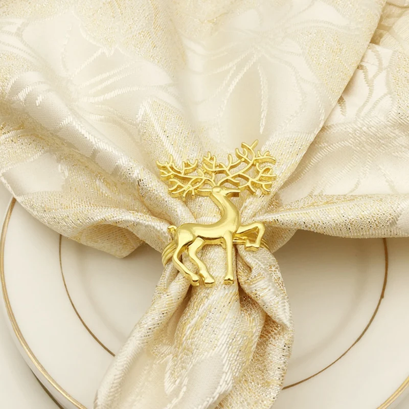 6 Pcs Deer Napkin Rings,Napkin Ring for Christmas,Holiday Parties, Dinner Parties,Dining Table Decoration Supplies