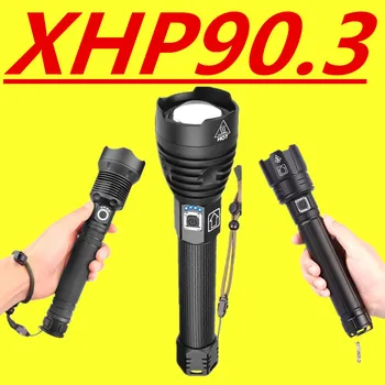 

2021 XHP90.3 The Most Powerful Usb Zoomable Led Flashlight Xhp70.2 Tactical Flash Light Torch by 26650 or 18650 battery for hunt