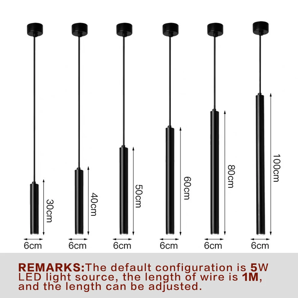 Светодиодный подвесной светильник с длинной трубкой, COB 5 Вт, для кухни, столовой, магазина, бара, украшение, цилиндрическая труба, подвесной светильник, кухонная лампа