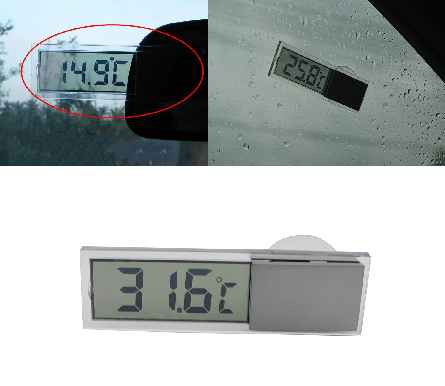 Горячая Распродажа электронный жидкий прозрачный присоска тип lcd термометр внутренний цифровой термометр украшение автомобиля аксессуары