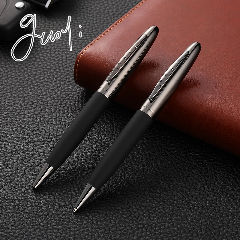 Guoyi C015 черный кожаный металлический корпус Шариковая ручка узнать офисные школьный канцелярский подарок роскошные ручки и гостиничный