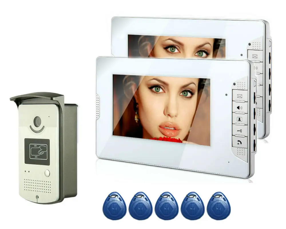 Карта RIFD визуальный Интерком 7 ''TFT LCD проводной видео домофон система Крытый