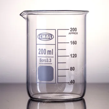 

200mL Glass Beaker,Low Form GG17 Beakers With Spout Mouth,Chemistry Labware