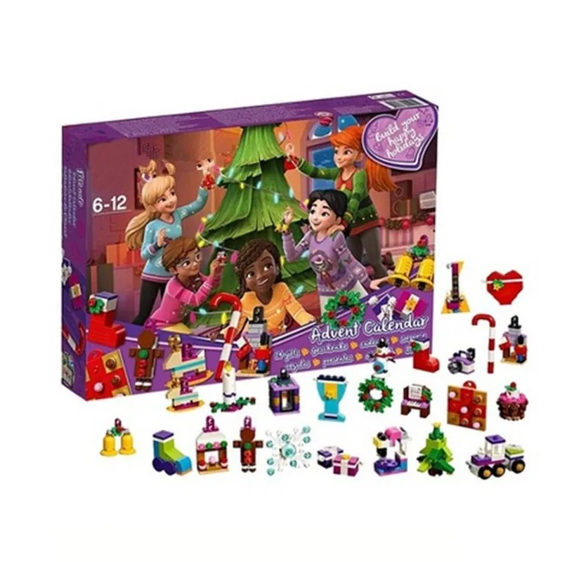 

New Christmas Gift 500Pcs Girl Friends Advent Calendar Christmas Santa Claus Building Blocks Compatible With 41353 Best Toys