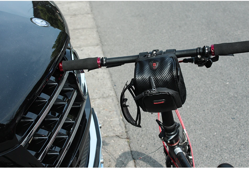 Top RHINOWALK Bicycle Handlebar Bag Electric Bike Front Rainproof Tube Pocket Shoulder Pack Multi Phone Holder with Rain Cover 17