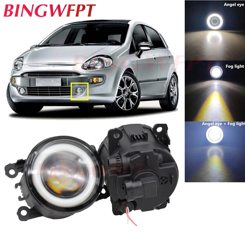 

1pair Car Accessories H11 LED Fog Light with Angel Eye For Fiat Punto Evo 2010 2011 2012 For Nissan Navara D40 2004-2015