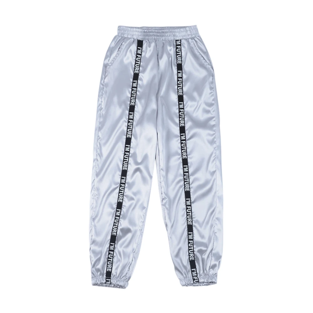 Sfit Женские глянцевые спортивные брюки с лентами BF Harajuku Joggers женские сатиновые