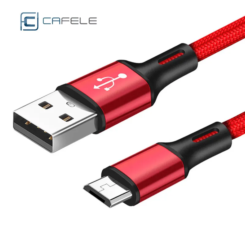 Cafele Micro USB кабель 2A Быстрая зарядка 1,5 м Одна Головка строка данных для Xiaomi huawei samsung Oppo красный рис зарядное устройство