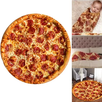 

Pizza Soft Flannel Blanket Wrap Round Throw Towels Warm Decoration for Home Children MYDING
