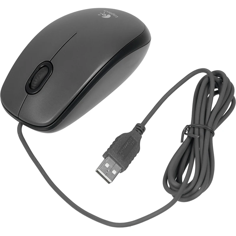Мышь LOGITECH M100, проводная, USB, черный и темно-серый
