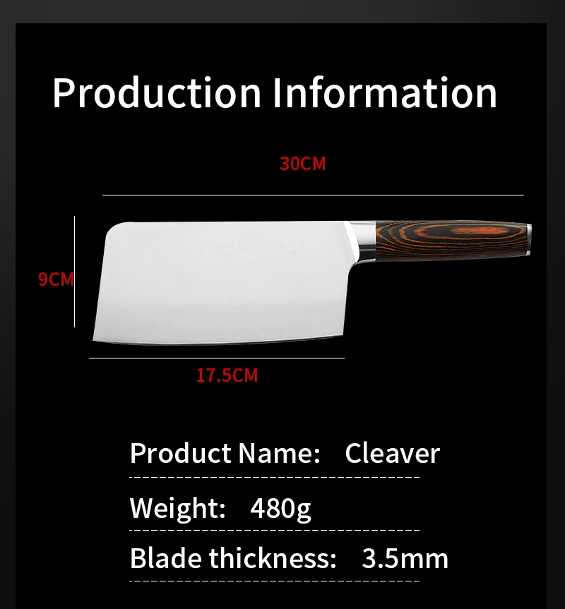 Handmade Forged High-carbon Clad Steel Kitchen Knives Cleaver Filleting Slicing Broad Butcher Knife The Color With Wooden Handle