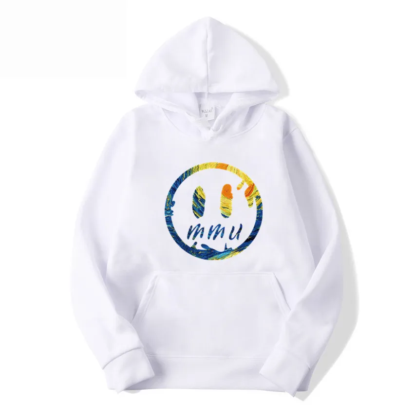 

2020 NEW Pocket Smile Face Patchwork Fleece Hoodies Sweatshirts Streetwear Mens Hip Hop Casual Pullover Hooded Male Tops