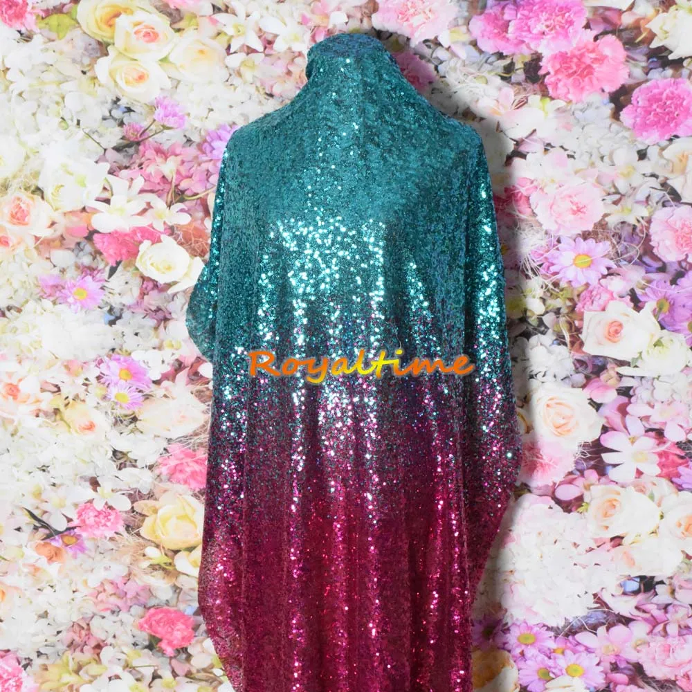 Turquoise Fuchsia Sequin Fabric 005