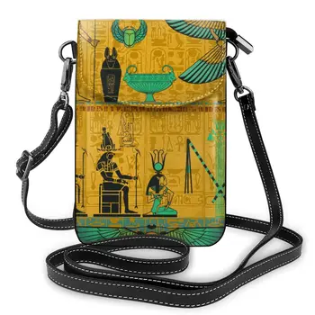 

New 2020 Women Messenger Shoulder Straps Bag Egyptian Pharaoh Totem Card Holders Cell phone Pocket Handbag Ladies Phone Purse