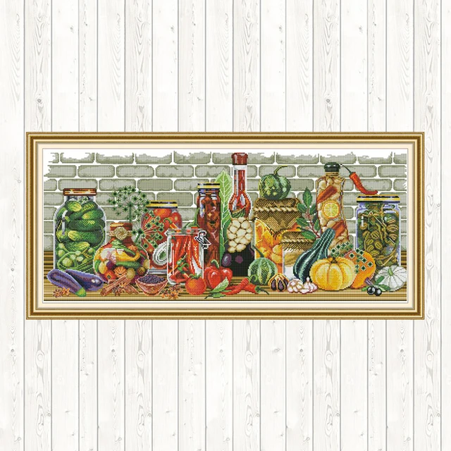 All Kinds of Vegetables Cross-stitch for Needlework Embroidery Kit 14CT Printed Canvas 11CT Counted DMC DIY Handmade Home Decor 1