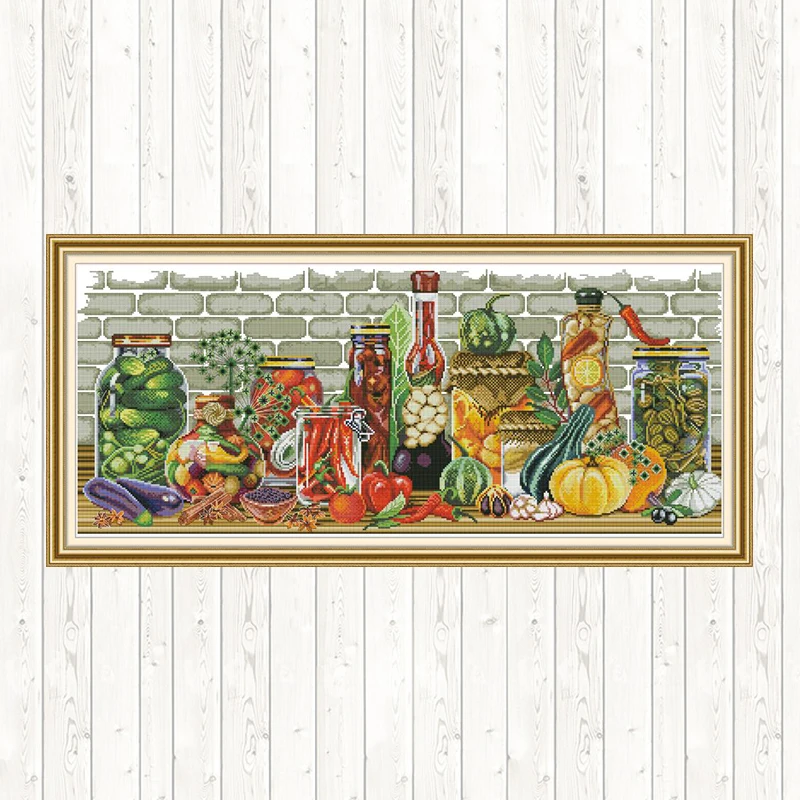 Ceny Wszystkie rodzaje warzyw haft krzyżykowy do robótek zestaw do haftowania 14CT płótno z nadrukiem 11CT Counted DMC DIY Handmade Home Decor